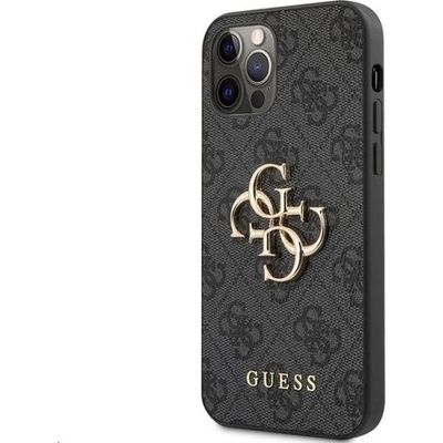 Púzdro Guess PU 4G Metal Logo iPhone 12 Pro Max sivé