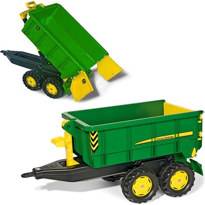 ROLLY TOYS Vlečka za traktor vyklápěcí JOHN DEERE zelený přívěs