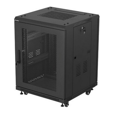 Lanberg Комуникационен шкаф Lanberg rack cabinet 19" free-standing 15U/600X600 (FLAT PACK) with mesh door black (FF01-6615-23B)