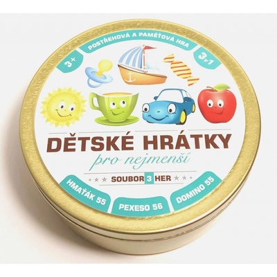 Dětské hrátky pro nejmenší 3v1 v plechové krabičce