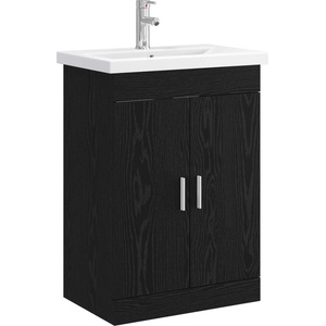 vidaXL Комплект мебели за баня Черен дъб 61 x 40 x 84, 5 см (3404351)