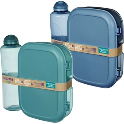 Sistema Ocean Bound Tříkomorová krabička na oběd s nádobou na jogurt 1,1 l Láhev Swift Squeeze Twist ‘n’ Sip 480 ml mix barev