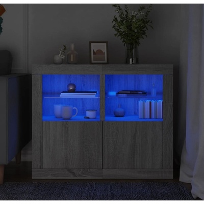 vidaXL Odkládací skříňky s LED osvětlením 2 ks kompozit [836631] Barva: šedá sonoma