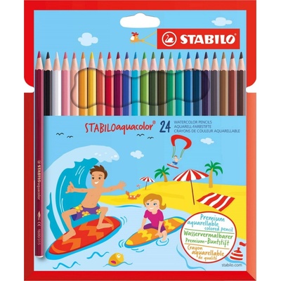 Pastelky STABILO aquacolor, sada 24 ks v kartonovém pouzdru