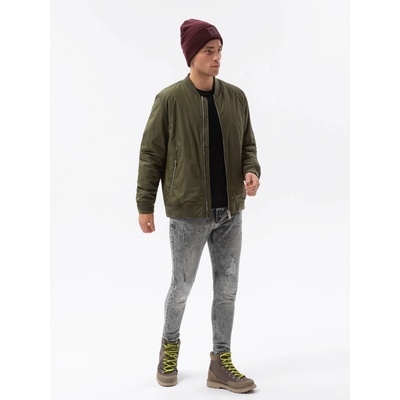 Ombre Clothing pánska prešívaná prechodná bunda Fritz olivová C538