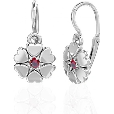 Couple, Dětské náušnice Poppy, bílé zlato s červenými zirkony, 585-66-3-0685.1B00.0.00.004.14