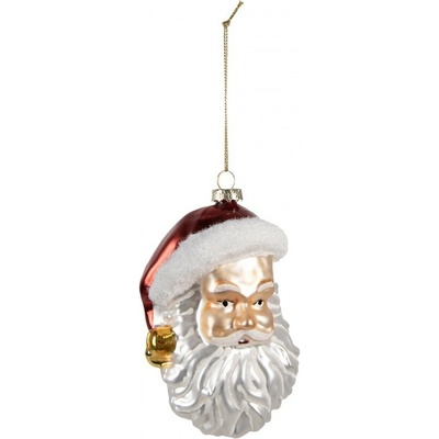 Clayre & Eef Vánoční skleněná ozdoba hlava Santa 9*6*12 cm