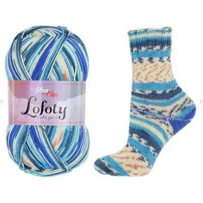 Pletací příze Lofoty samovzorovací / ponožkovka 100 g Varianta: 13 (7817) modrá, Balení: 1 ks 52170/129320/273871