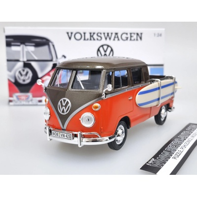 MOTORMAX Volkswagen T1 Pick Up se surfem Oranžová/Hnědá 1:24