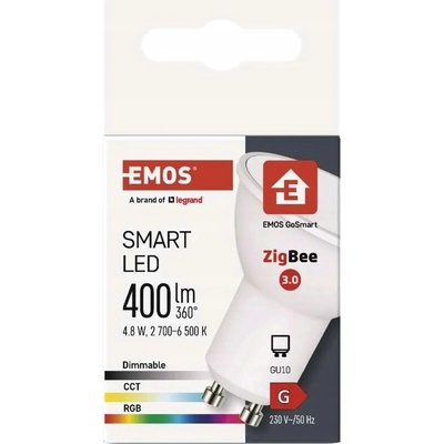 Emos Lighting LED žiarovka GoSmart MR16 GU10 4,8 W 35 W 400 lm RGB stmievateľná Zigbee
