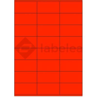 Labelea Samolepiace etikety 70x36 mm signálne farebné papierové, na hárku A4, pre laserovú tlač, Farba etikiet Signálna červená, Počet hárkov v balení 100 EPY070036SR024S