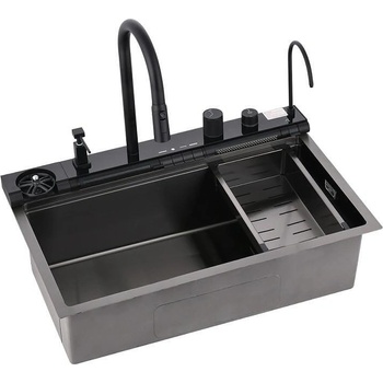 Inter Ceramic Кухненска мивка 7547PVD BLACK + смесител 7567131MB, Inter Ceramic, неръждаема стомана, 76х46.5х22см (BG 7547PVD BLACK + 7567131MB)