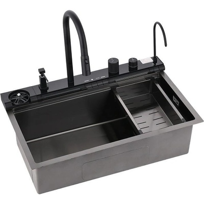 Inter Ceramic Кухненска мивка 7547PVD BLACK + смесител 7567131MB, Inter Ceramic, неръждаема стомана, 76х46.5х22см (BG 7547PVD BLACK + 7567131MB)