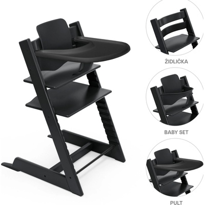 STOKKE Tripp Trapp Black + Tripp Trapp Baby set Black