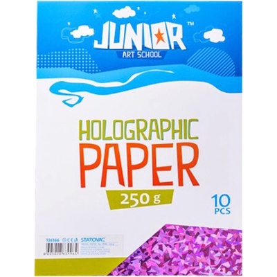JUNIOR-ST Dekorační papír A4 10 ks růžový holografický 250 g