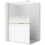 Mexen Kioto+ душ стена с рафт Walk-in 140 x 200 см, омбре бяла 8 мм, злато четкано (800-140-121-55-86)