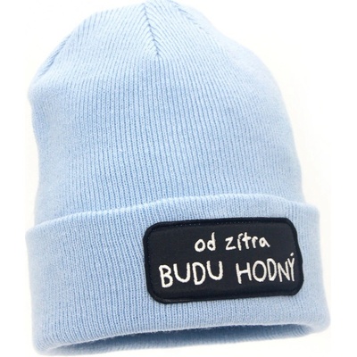 Dětská zimní ČEPICE Od zítra budu HODNÝ Světle MODRÁ
