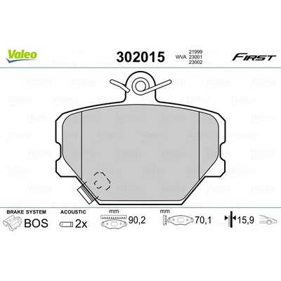 Sada brzdových destiček, kotoučová brzda VALEO 302015
