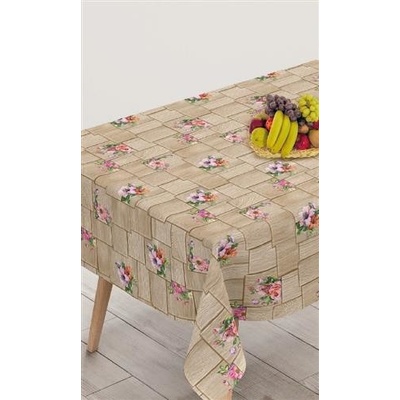 Obrus PVC 145A, metráž, 20 m x 140 cm, kvety na drevených doskách, IMPOL TRADE