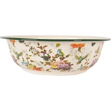 Clayre & Eef Béžová smaltovaná misa s kvetmi Vintage 30 x 9 cm 3000 ml