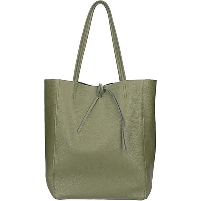 Dámska kožená shopper kabelka 396 vojensky zelená