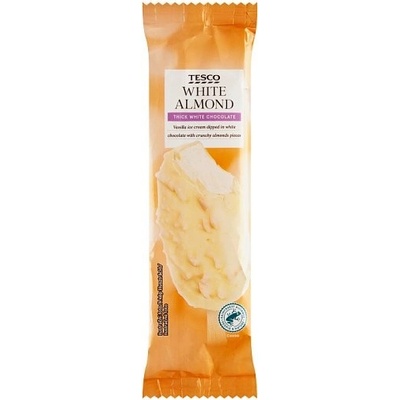 Tesco Mrazený krém vanilkový v bielej čokoláde s kúskami mandlí 84 g