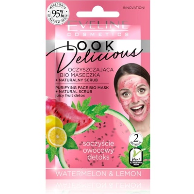 Eveline Cosmetics Look Delicious Watermelon & Lemon хидратираща и озаряващ маска за уморена кожа 10ml