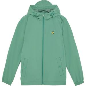 Lyle and Scott Mens Zip Through Cotton Wind Resistant Long Sleeve Hooded Rain Anorak - Agave Green