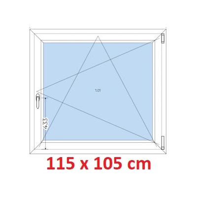 Soft Plastové okno 1150 x 1050 mm otevíravé a sklopné Mahagon