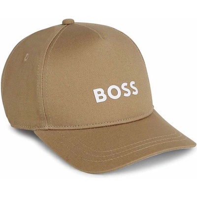 Boss Детска памучна шапка с козирка boss в бежово с принт (j50946.)