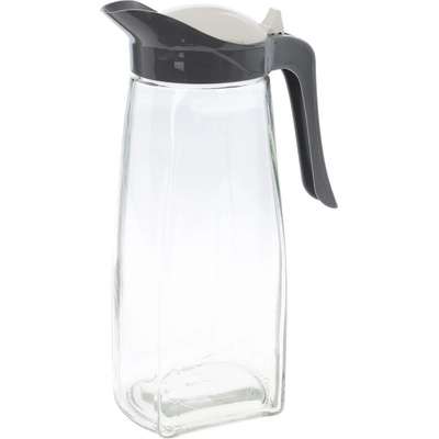 Excellent Houseware Skleněný džbán s černým víkem, 1,5l šedá