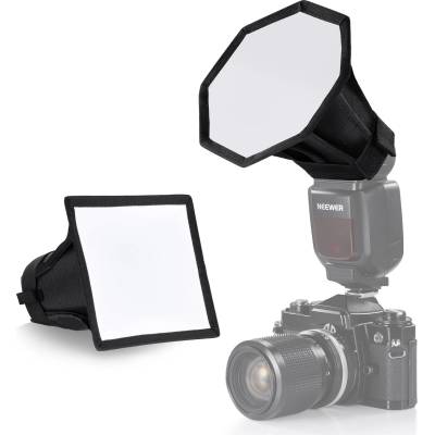NEEWER improved flash diffuser flash softbox, foldable, pack of 2, (5.9"/15cm octagon, 6" x 5" rectangular) for Z2 Z1 V1 round head flashes and compatible with Godox Sony Nikon Canon flash, NS5P