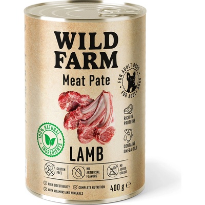 WILD FARM Пастет от агнешко месо 400 г безглутенова храна за кучета
