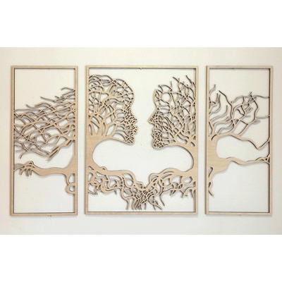 MAJADESIGN Dřevěný obraz - stromový MUŽ a ŽENA Rozměr obrazu: 123 x 73 cm