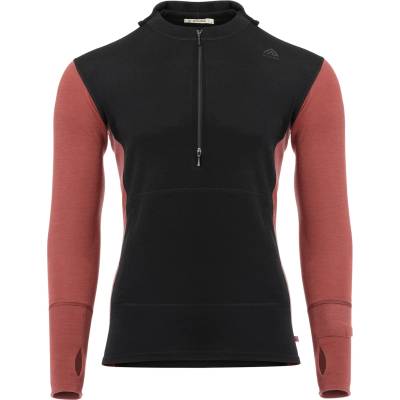 Aclima Мъжки вълнен пуловер Aclima Warmwool Hood Sweater Net Merino jumper - Jet Black / Spiced Apple - размер XS (005-2745-0311)