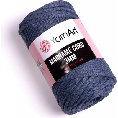 Pletací / háčkovací příze YarnArt MACRAME CORD 3mm 761 jeansově modrá, jednobarevná 250g/85m