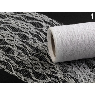Dekorační krajka / stuha šíře 15 cm bílá 01 – Zbozi.Blesk.cz
