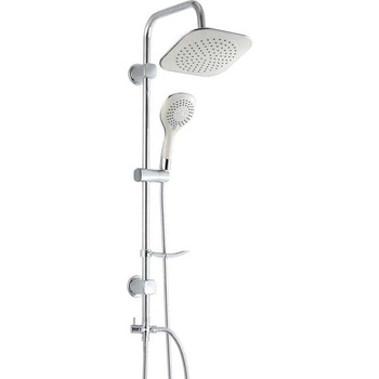 Duxxa Blanc Душ колона за свързване към смесител, квадратна душ пита, хром/бяло (12276)