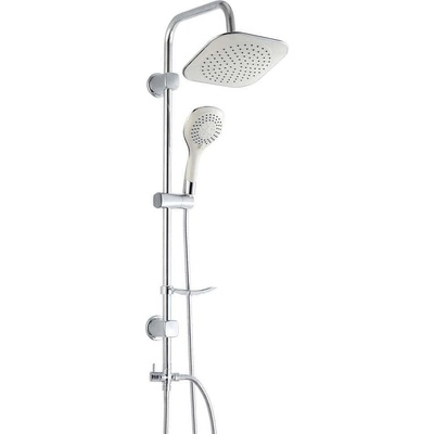 Duxxa Blanc Душ колона за свързване към смесител, квадратна душ пита, хром/бяло (12276)