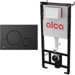 Alcadrain Комплект тоалетно казанче с вградена рамка Alca AM101/1120 и бутон за активиране M678, матово черно (AM101/1120+M678)