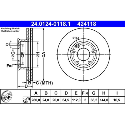 Brzdový kotouč ATE 24.0124-0118.1