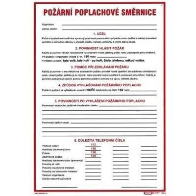 Požární poplachová směrnice 210x297mm - plastová tabulka