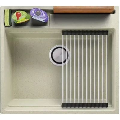 Твоят Стил Бежова гранитна кухненска мивка Осло 60 Pocket 580 x 530 мм