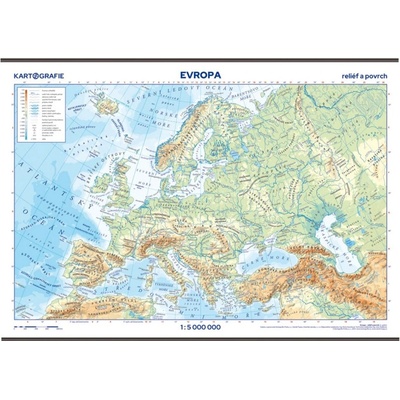 Evropa - školní fyzická nástěnná mapa, 136x96 cm/1:5 mil.