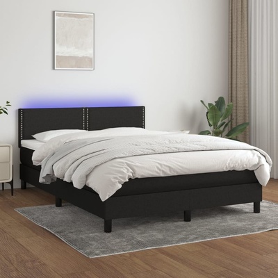 Petrashop 3133079 boxspring postel s matrací a LED černá textil