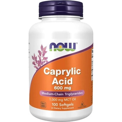 NOW Caprylic Acid, 600 mg, 100 меки капсули, Now