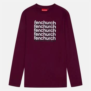 Fenchurch Тениска Fenchurch Men's Aldgate Long-Sleeve T-Shirt - Burgundy