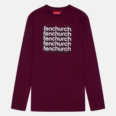 Fenchurch Тениска Fenchurch Men's Aldgate Long-Sleeve T-Shirt - Burgundy