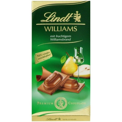 Lindt Mléčná čokoláda s hruškovicí hrušek odrůdy Williams, 100 g – Zboží Mobilmania
