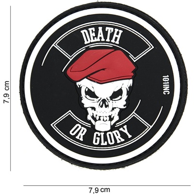 Gumová nášivka 101 Inc nápis Death or Glory - čierna